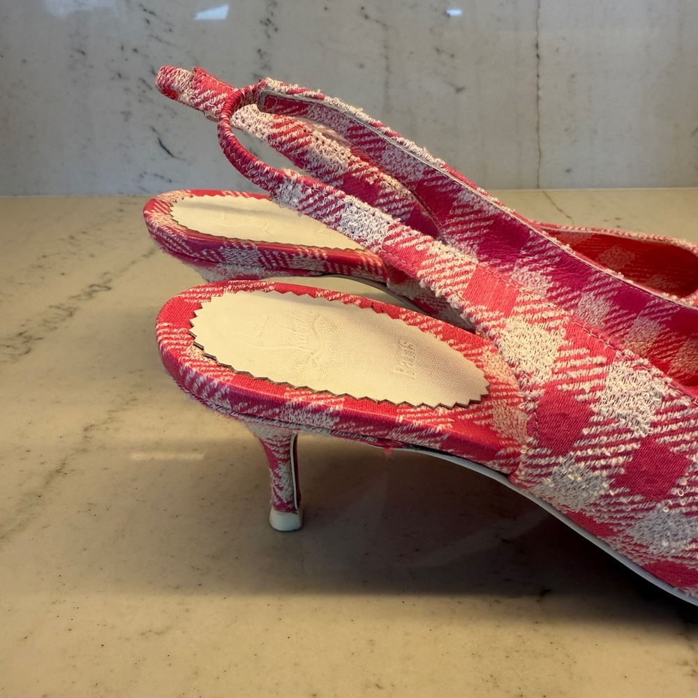 Christian Louboutin Sporty Kate Checkered Slingback Heels 35/5 - Picture 3 of 6